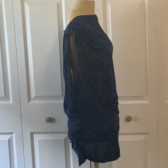 Helmet Lang Sleeveless Low Draped Back Shirt-Black & Blue- L- NWT - Picture 4 of 10